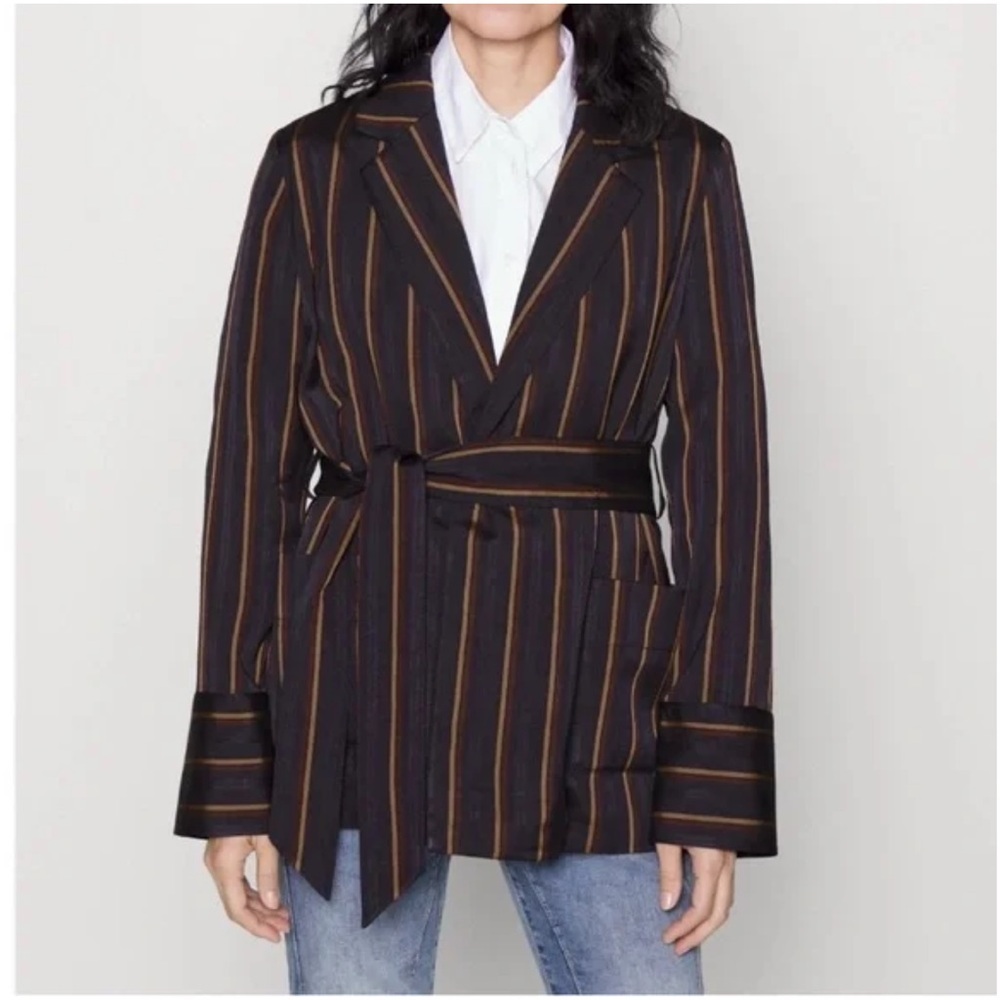 Striped Black and Brown Women's Blazer